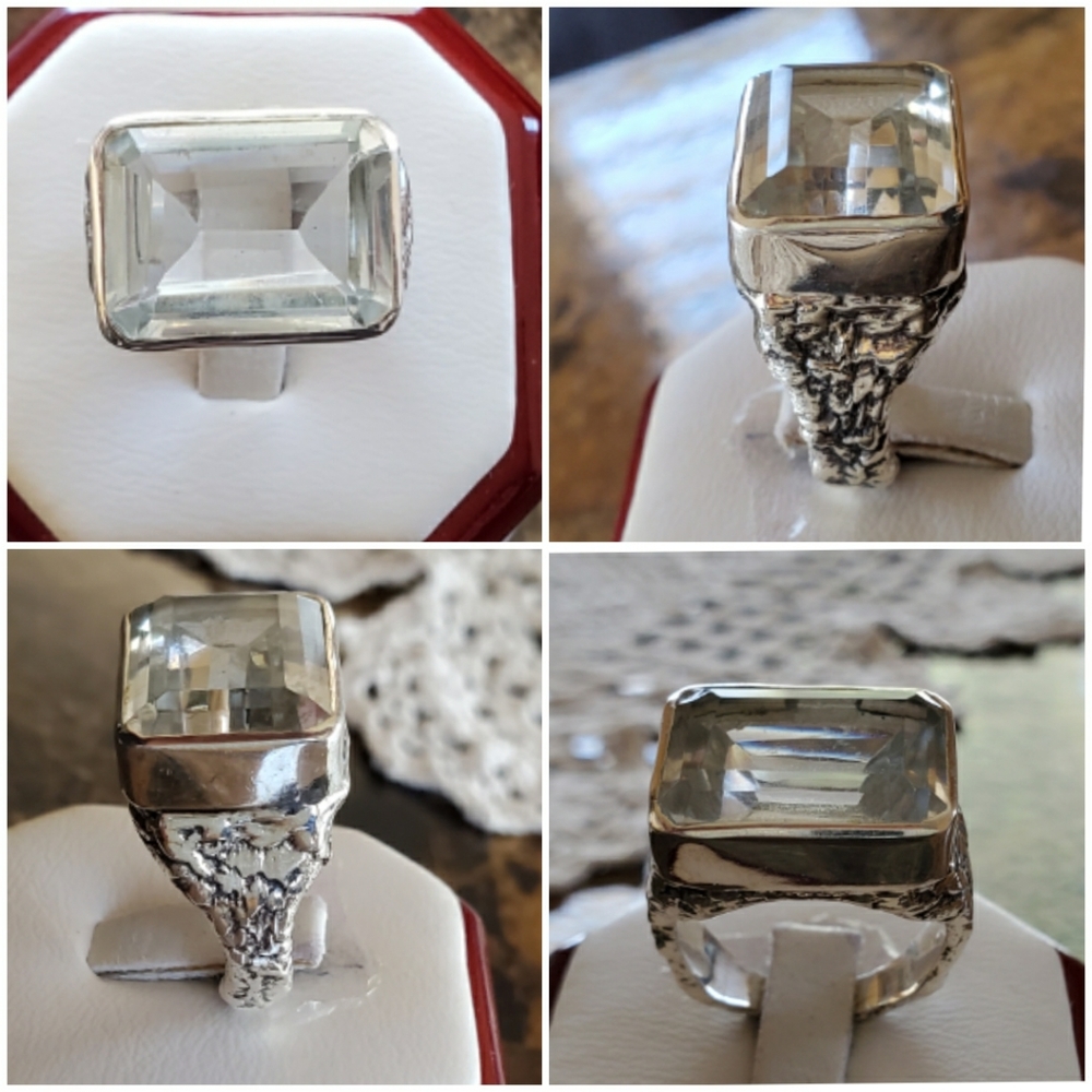 Genuine 12ct White Topaz Ring Size 8 - Picture 3 of 8